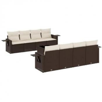 Ensemble de meubles de patio vieXL – Salon de jardin 9 coussins, finition marron