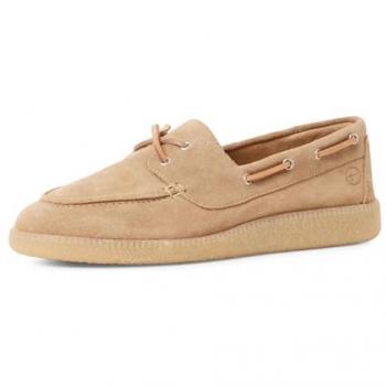 Tamaris Bootsschuhe in Taupe – Leder‑Gummisohle, Gr. 39