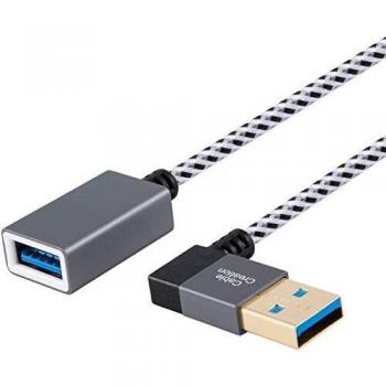 USB 3.0 30 cm Verlängerung – Rechtwinkliges Grau Kabel