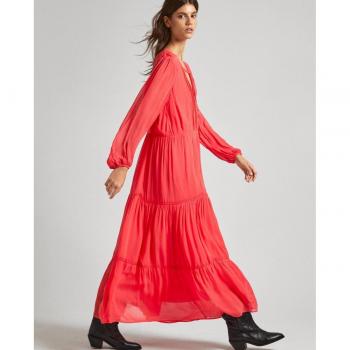 Pepe Jeans Long Sleeve Bay Dress Crispy Red Women XS