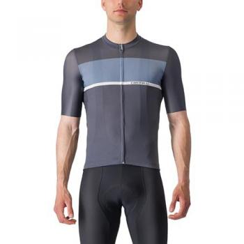 Maglia da ciclismo Castelli Tradizione a maniche corte blu crepuscolo e bianco