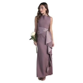 Velvet Mauve Bridal Gown – Coast Sash Waist Maxi, Women’s 16