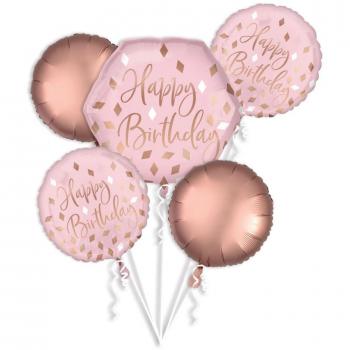 Folienballon Happy Birthday 58 cm in Rosa/Roségold