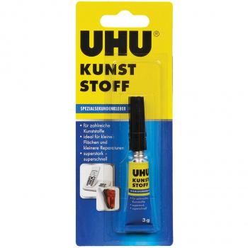 Uhu Sekundenkleber für Kunststoff, 3 g Tube (6 Stück)