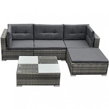 Set Divani da Giardino Modulare 12 pz Polyrattan Grigio