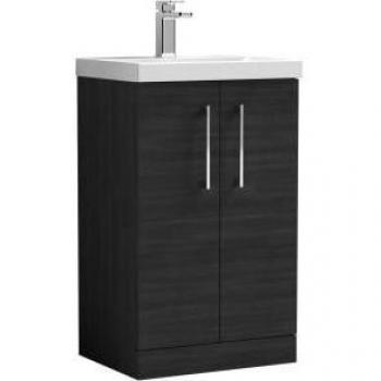 Arno Floor Standing 2 Door Vanity Unit With Basin Charcoal Woodgrain