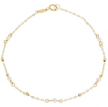 Yellow Gold Pearl Ring Bracelet GB518W