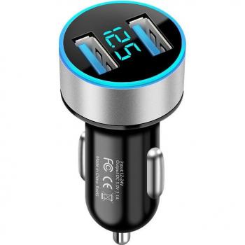 Dual USB PowerCar 4.8A – Pantalla LED y Compatibilidad iPhone/Samsung/Huawei