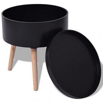 VidaXL Tavolino rotondo con vassoio 39,5x44,5 cm Nero