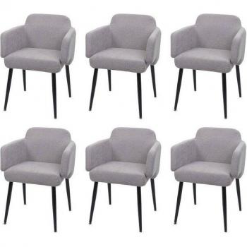 MCW-L13 Esszimmerstuhl, 6er Set, Stoff/Textil, grau