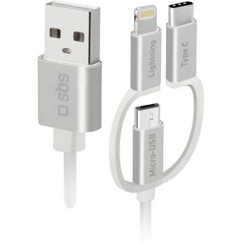 SBS Cable USB Micro-USB 1.2m con Adaptador Lightning