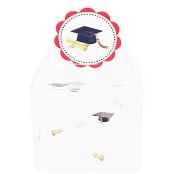Cappello di Laurea Bomboniera Trasparente Set 12pz Portaconfetti