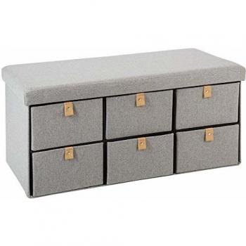 Pouf doppio grigio Suède con 6 cassetti