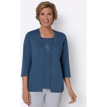 Classic Basics 2‑in‑1 Damenshirt – Größe 38, Jeansblau, 3/4 Ärmel