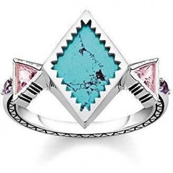 THOMAS SABO Zick Zack Ring Türkis 925er Silber, Geschwärzt TR2232-992-7