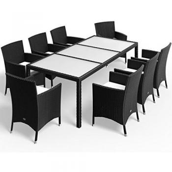 Salon de Jardin polyrotin 8 chaises empilables avec coussins 7cm