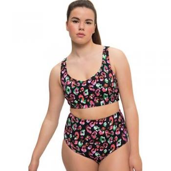 Plus Size Soft-BH Bikini-Top Schwarz mit Raffung, Größe 52