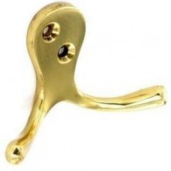Brass double robe hook 75mm