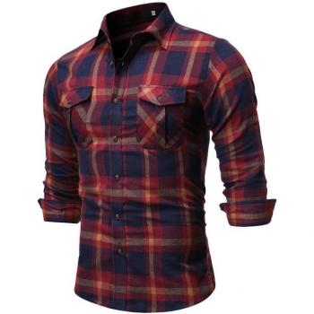Slim Fit Plaid Dress Shirt