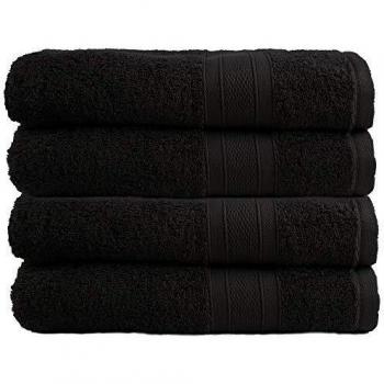 Trident Bath Towels Set, 100% Cotton, 4 Pieces, Highly Absorbent, Super Soft, 500 GSM, Black