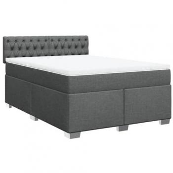 VidaXL Boxspringbett Dunkelgrau mit Matratze 140x200 cm Stoff