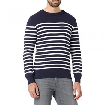 Pull Marin Jaune Armor Lux avec Boutons Ivoire