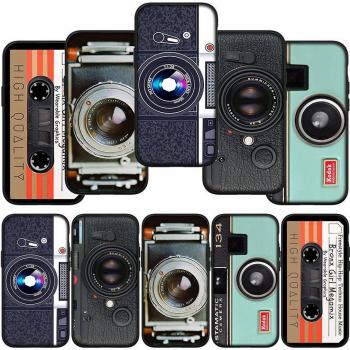 Vintage Bescherming: Hoes met Retro Camera Print voor iPhone 16/15, Samsung S25/S24/S23, Xiaomi