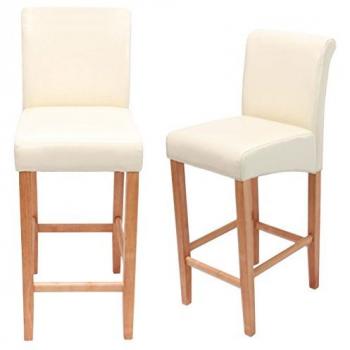 Taburetes de Barra HWC-C33 en Madera Suave y Cuero con Patas Claras (Set 2)