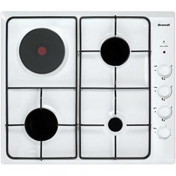 Tableau de Bord Mixte Brandt BPE6411WM 58 cm, 4 Feux, Blanc