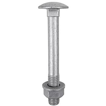 10‑Pack M10 × 130 Carriage Bolt Assembly – Hex Nut & Form A Washer, Silver (Timco)