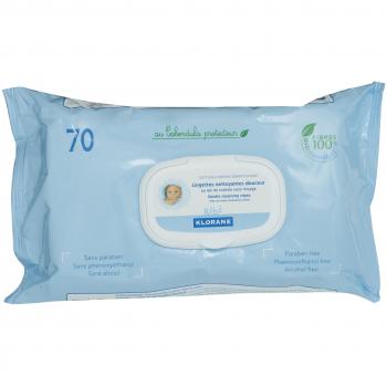 KLORANE BEBE TOALLITAS LIMPIADORAS SUAVES 70 UDS