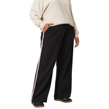 Side‑Stripe Wide‑Leg Jeans in Pink – Evans (22–24)