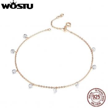 925 Sterling Silber Fußschmuck mit glänzenden Ketten