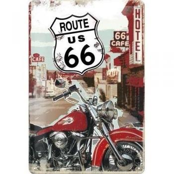 Cartello Metallico Route 66 Lone Rider 20x30 cm
