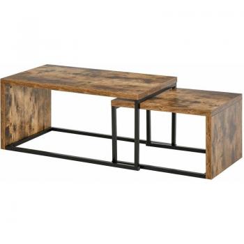 Giordanoshop – 2 Tavolini Bassi impilabili in MDF e metallo marrone
