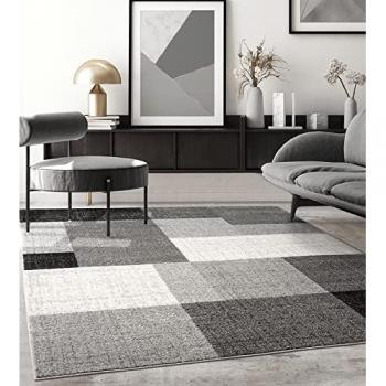 Tapis à motifs géométriques Pearl Gris, dimensions 80x140 cm – The Carpet