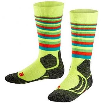 FALKE SK2 Kinder Skisocken, Kniestrümpfe, Merinowolle, Gelb, 1er Pack, Größe 31-34
