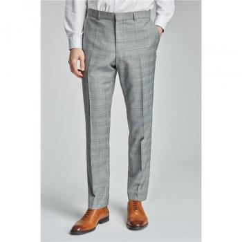 Grey Plaid Slim Trousers