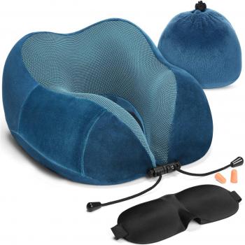 Oreiller de Voyage U en Mousse à Mémoire, HOMIEE Coussin Ergonomique de Soutien de Cou pour Bureau