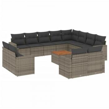 VidaXL Salon de Jardin avec coussins 13 pcs, Canapés de Terrasse, Ensemble de Meubles de Patio, Mobilier d'Extérieur, Gris 3256725