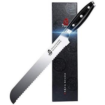 Pakkawood Handle TUO 9‑Inch German Stainless Steel Bread Knife – Black Hawk Edition