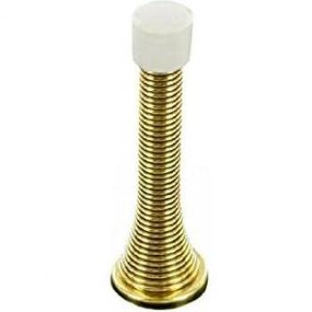 Securit Brass Plated Spring Door Stop 75mm
