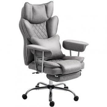 OfficePro Leather Desk Chair with Lumbar Support – Grey