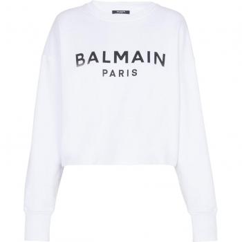 Sweatshirt with Balmain Logo for Women in White