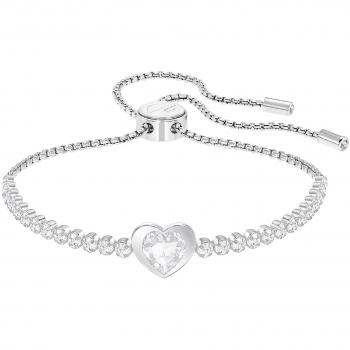Swarovski Subtle Herzarmband (weiß) – Rhodiniert