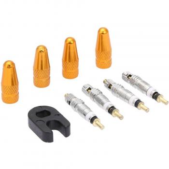 4 Presta Valve Caps and 4 Valve Cores with Wrench Bicycle Repair Accessories