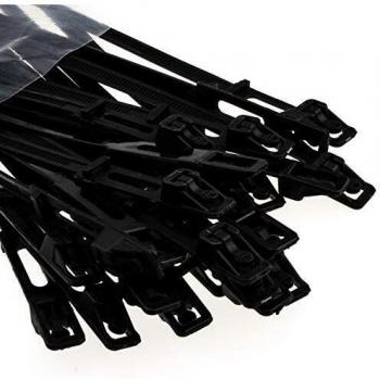 Black Releasable Cable Ties 7.6mm x 250mm [25 Pack]