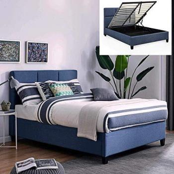 Mobilier Déco Lara Lit de Jour, Bois, Bleu, 2 Personnes (Standard)