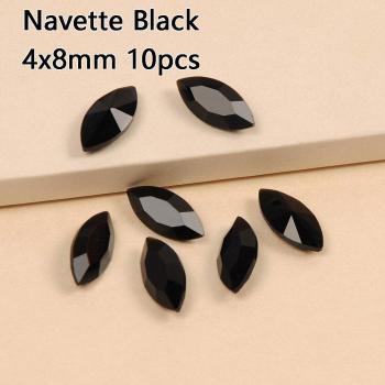 Premium Black FlatBack Glass Nail Art Stones