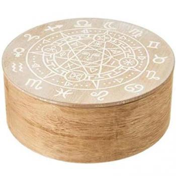Boîte Ronde Astro Bois Brûlé – Hauteur 10 cm, Diamètre 25,5 cm